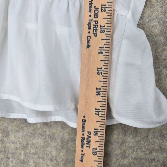 Altard State Womens Ruffled Peplum V-Neck Blouse White Short Sleeve Medium - Picture 6 of 7